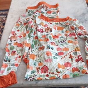 Little Sleepies Kids Autumn Pumpkin Farm Pajama Set - Orange Trim